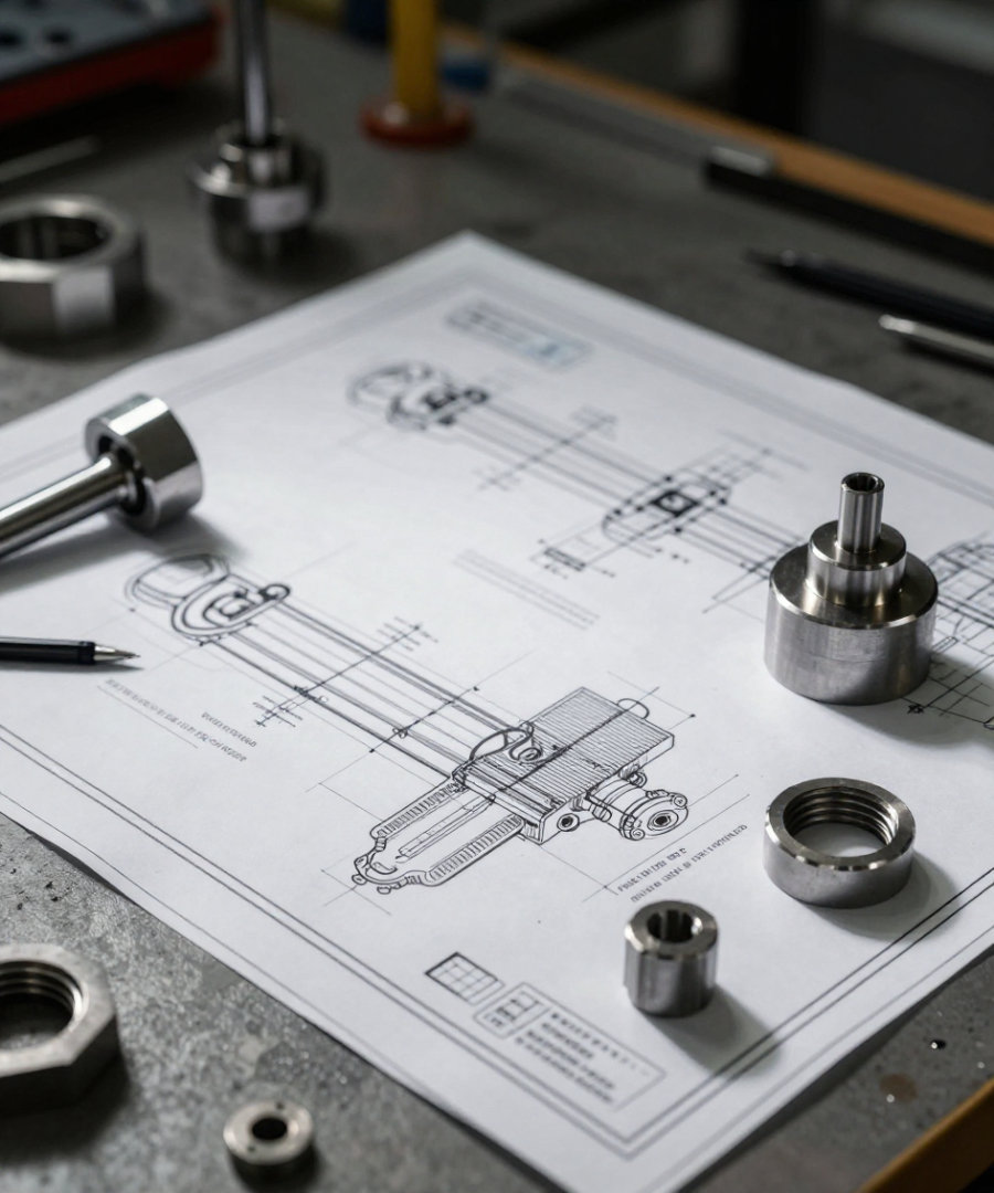 A precision-machined metal part produced to client drawings
