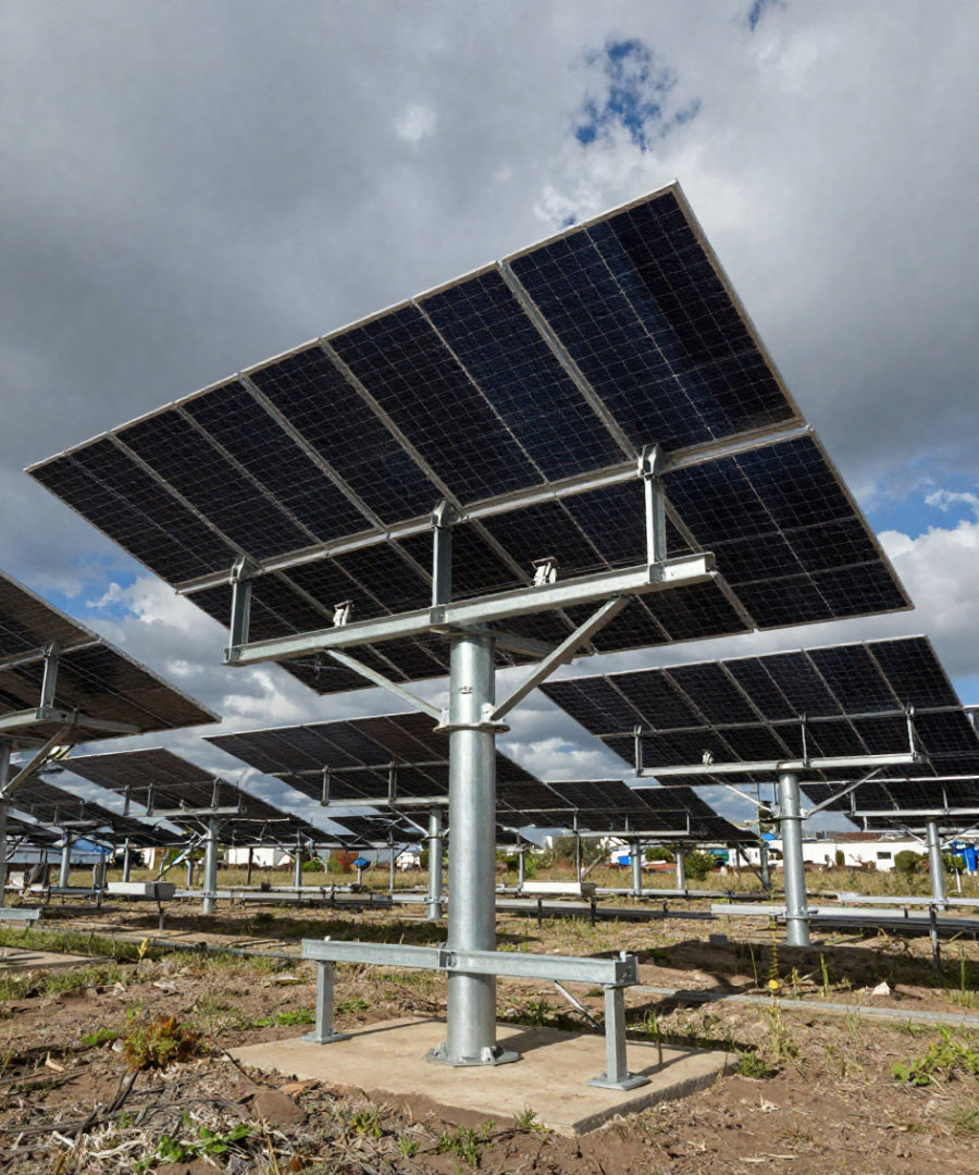 Steel solar mounting frames set for panel installation